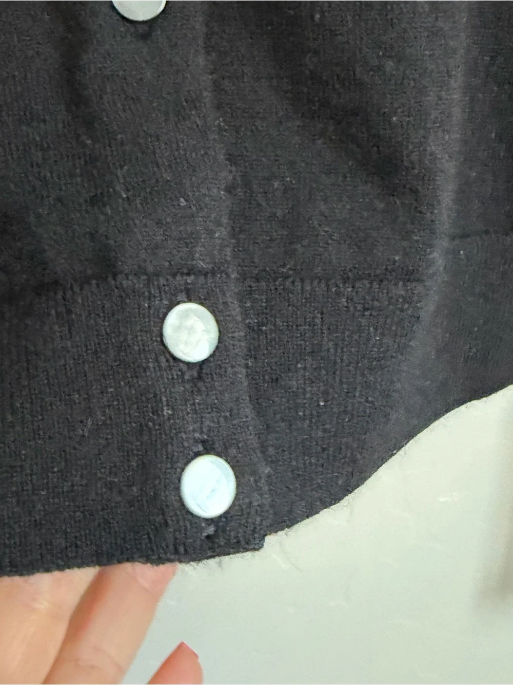 J.Crew 100% Cashmere Cardigan Sweater Black Pearl Button Front Size Small